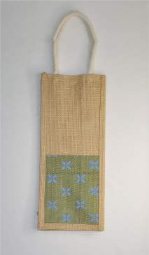 Bottle Bag - Natural with Printed Green
