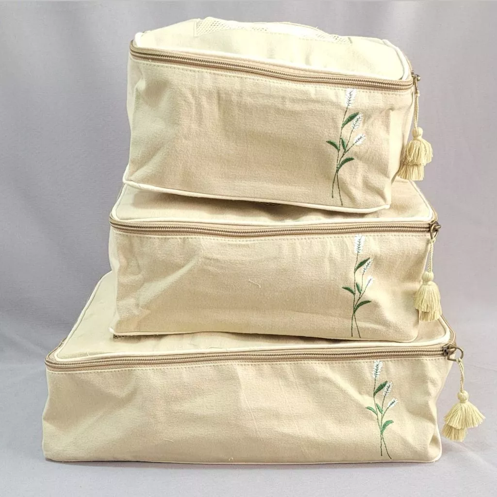 Canvas Organizers beige packing cubes bagworldindia eco freindly bags