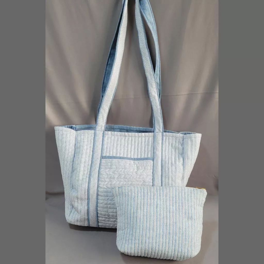 Recycled cotton Quilter Shoulder tote eco friendly bag bagworldindia