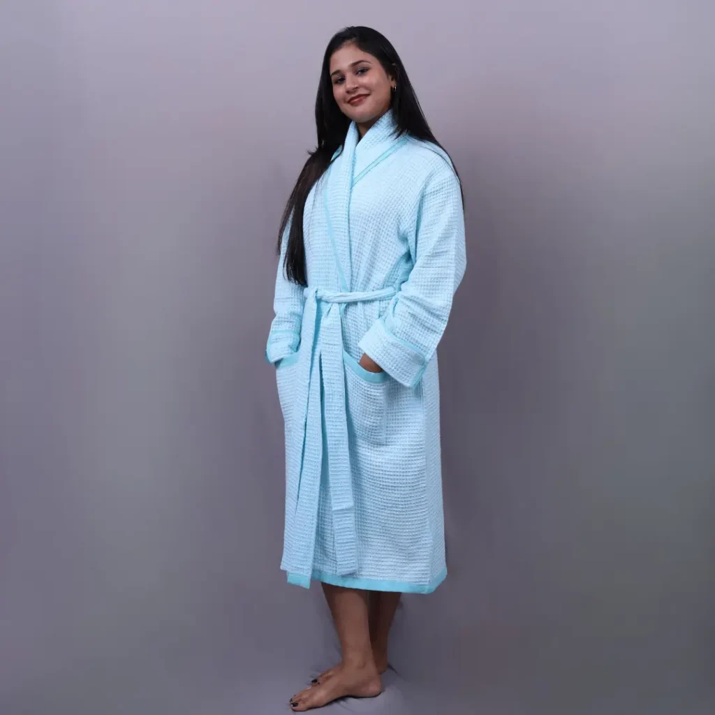 cotton bamboo micro waffle Bathrobe customized size | bagworld India eco friendly bags and accessories manufacturer