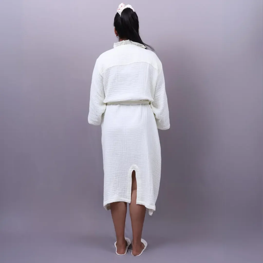 Premium Crinkled Muslin Kimono Bathrobe customized size | bagworld India eco friendly bags and accessories manufacturer