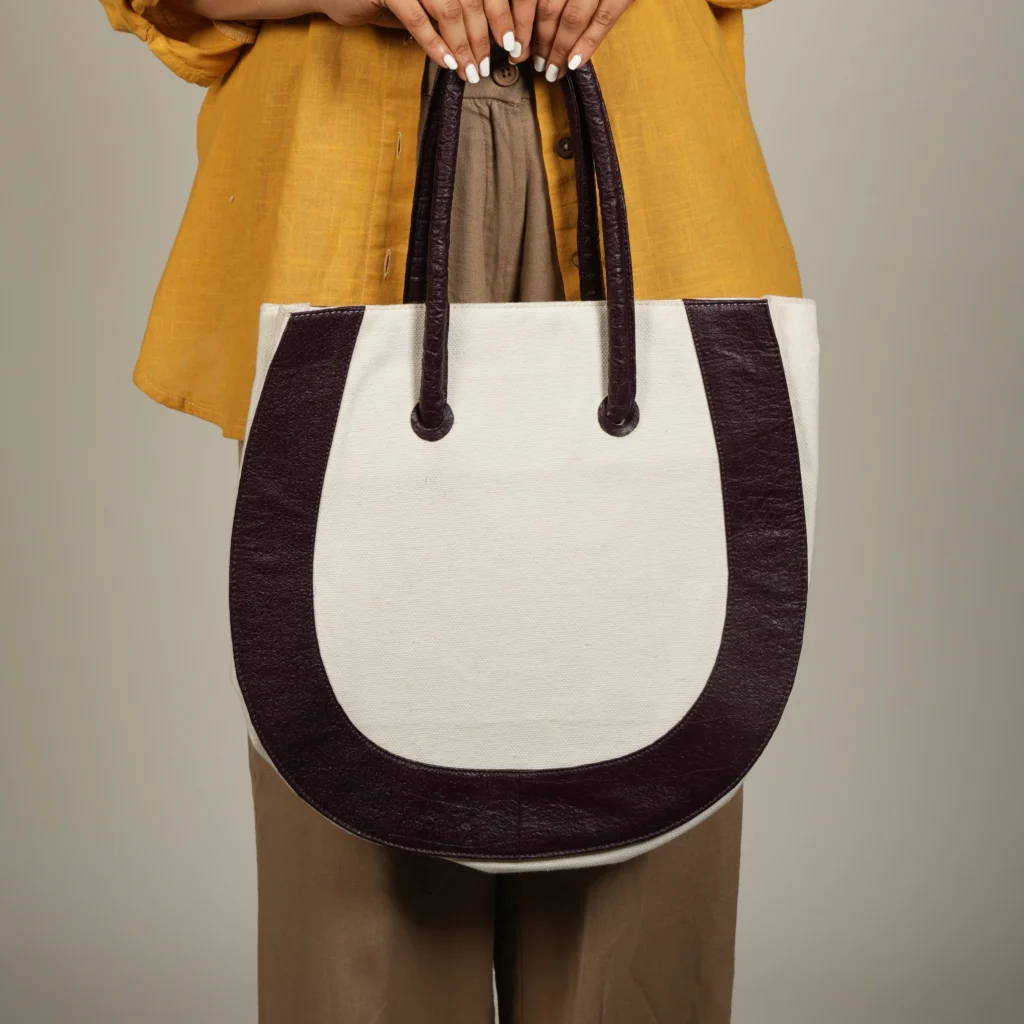 rounded vegan tote