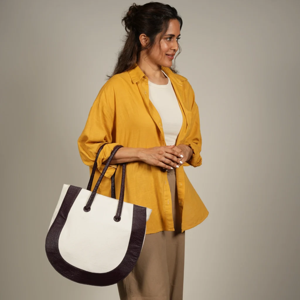 rounded vegan tote