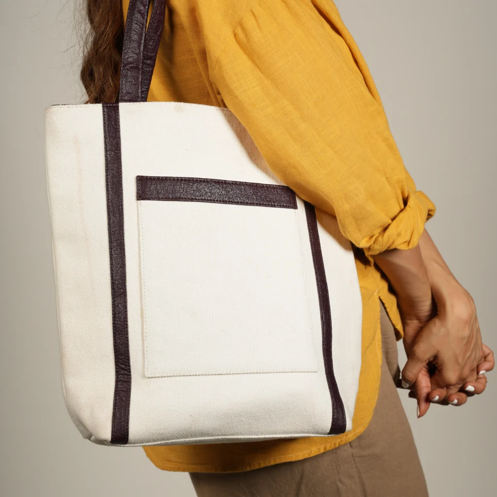 vegan leather tote bag