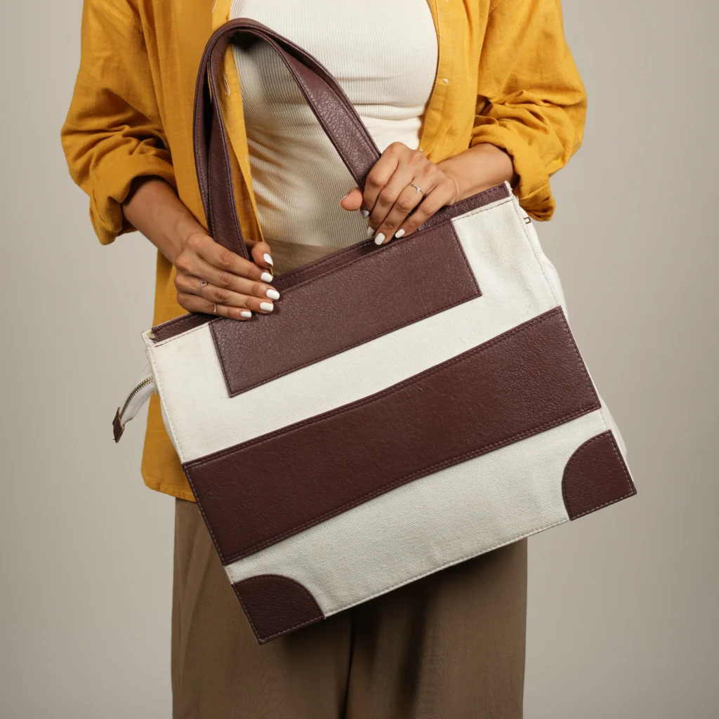 vegan leather tote bag