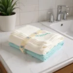 Cotton Waffle Bath Towels set of 2(white and blue)