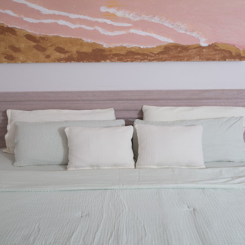 muslin aqua glass bedding